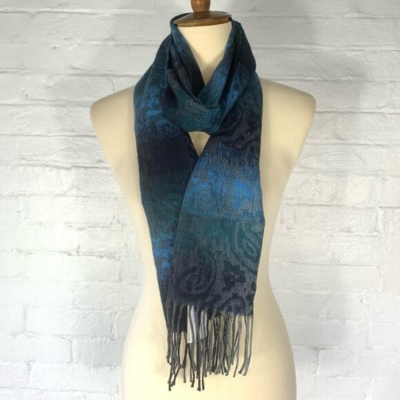 Steve Madden Blue Ombré Paisley Muffler Scarf O/S - Picture 1 of 5